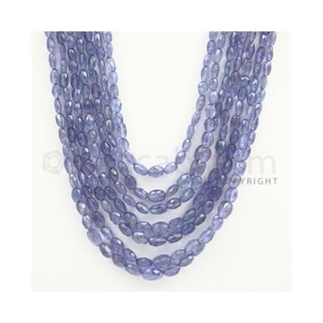 5.00 to 9.00 mm - Tanzanite Faceted Tumbled Beads - 495.10 carats - 20 to 24 inches (TzFTuB1006)