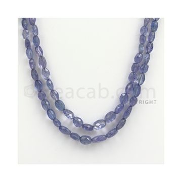 4.00 to 8.00 mm - Tanzanite Faceted Tumbled Beads - 129.15 carats - 20 to 21 inches (TzFTuB1011)
