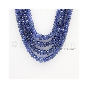 4.50 to 9.00 mm - 4 Lines - Sapphire Faceted Beads - 17 to 20 inches (SFB1073)