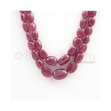 7.00 to 15.00 mm - Ruby Tumbled (FG) Beads - 300.40 carats - 16 to 17 inches (RuTuBFG1017)