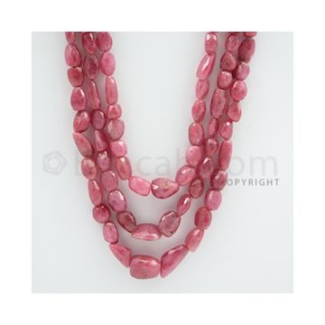 Pink Sapphire Faceted Tumbled Beads - 18 to 21 inches (PnSFTuB1003)