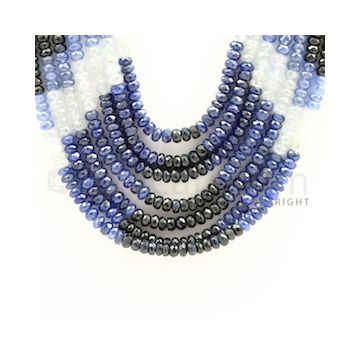 4.50 to 5.00 mm - 7 Lines - Sapphire Faceted Beads - 14 to 18 inches (SFBSh1001)