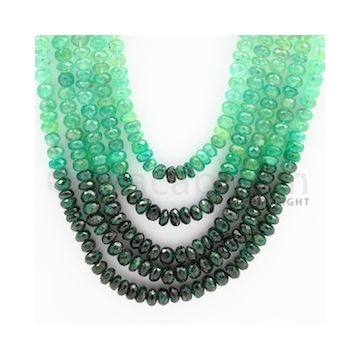 5.40 to 7.00 mm - 5 Lines - Emerald Faceted Beads - 22 to 27 inches (EFBSh1002)