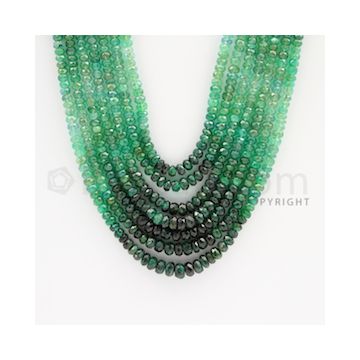 3.00 to 4.00 mm - 7 Lines - Emerald Faceted Beads - 17 to 20 inches (EFBSh1005)