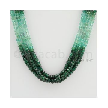 3.50 to 4.00 mm - 3 Lines - Emerald Faceted Beads - 18 to 19 inches (EFBSh1007)