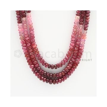 4.50 to 6.20 mm - 3 Lines - Ruby Faceted Beads - 20 to 21 inches (RFBSh1003)