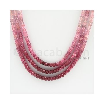 3.50 to 4.50 mm - 3 Lines - Ruby Faceted Beads - 19 to 21 inches (RFBSh1004)