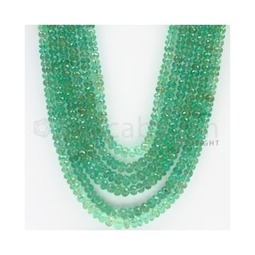 2.70 to 5.00 mm - 6 Lines - Emerald Faceted Beads - 21 to 24 inches (EmFB1018)