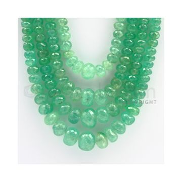 7.00 to 15.00 mm - 4 Lines - Emerald Faceted Beads - 16 to 21 inches (EmFB1021)