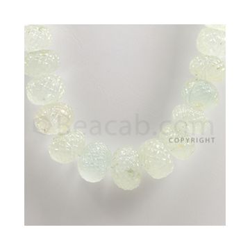 10.50 to 20.00 mm - 1 Line - Aquamarine Carved Beads - 19 inches (AqCarB1005)