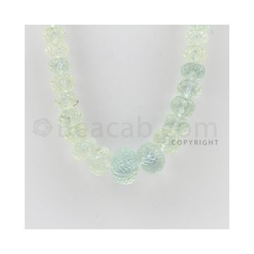 8.50 to 18.00 mm - 1 Line - Aquamarine Carved Beads - 19 inches (AqCarB1009)