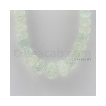 8.50 to 23.00 mm - 1 Line - Aquamarine Carved Beads - 18 inches (AqCarB1010)