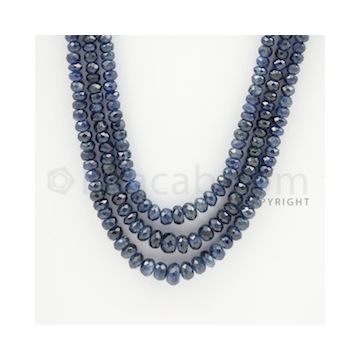 3.00 to 6.50 mm - 3 Lines - Sapphire Faceted Beads - 19 to 21 inches (SFB1001)
