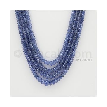 2.00 to 6.00 mm - 4 Lines - Sapphire Faceted Beads - 16 to 18 inches (SFB1005)