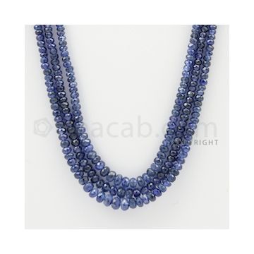 2.50 to 5.00 mm - 3 Lines - Sapphire Faceted Beads - 19 to 20 inches (SFB1006)
