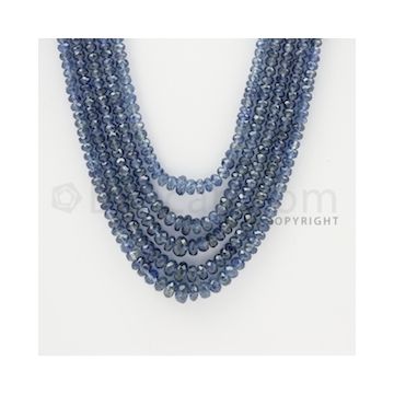 2.50 to 5.00 mm - 5 Lines - Sapphire Faceted Beads - 20 to 23 inches (SFB1011)