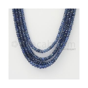 3.00 to 5.50 mm - 4 Lines - Sapphire Faceted Beads - 20 to 22 inches (SFB1014)