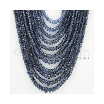 2.50 to 7.00 mm - 11 Lines - Sapphire Faceted Beads - 18 to 24 inches (SFB1026)