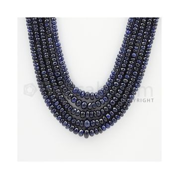 2.50 to 7.00 mm - 5 Lines - Sapphire Faceted Beads - 18 to 21 inches (SFB1034)