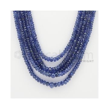 2.50 to 6.50 mm - 5 Lines - Sapphire Faceted Beads - 22 to 25 inches (SFB1050)