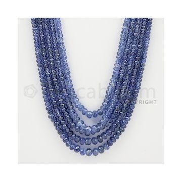 2.00 to 5.00 mm - 5 Lines - Sapphire Faceted Beads - 20 to 23 inches (SFB1051)