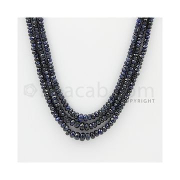 2.50 to 5.00 mm - 3 Lines - Sapphire Faceted Beads - 18 to 19 inches (SFB1059)