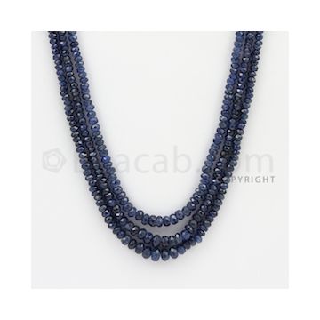 2.50 to 5.00 mm - 3 Lines - Sapphire Faceted Beads - 21 to 23 inches (SFB1060)