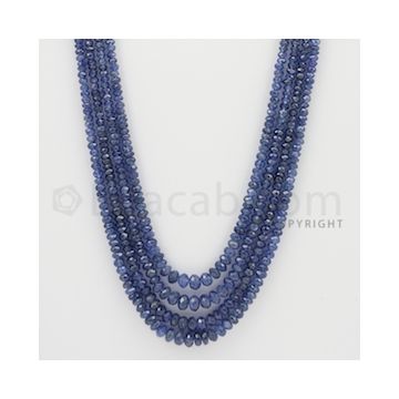 2.00 to 5.00 mm - 4 Lines - Sapphire Faceted Beads - 24 to 26 inches (SFB1061)