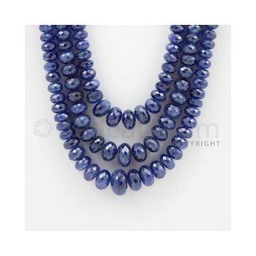 6 to 12.50 mm - 3 Lines - Sapphire Faceted Beads - 15 to 18 inches (SFB1063)