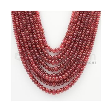 2.50 to 5.70 mm - 8 Lines - Ruby Smooth Beads - 15 to 18 inches (RSB1008)