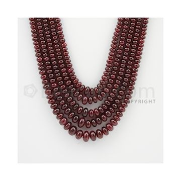 2.70 to 7.50 mm - 5 Lines - Ruby Smooth Beads - 19 to 22 inches (RSB1009)