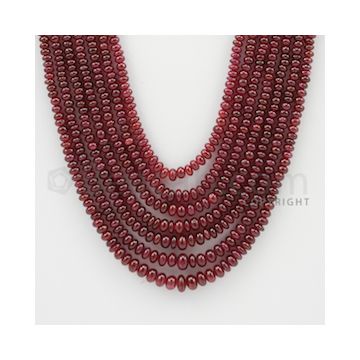 2.50 to 5.50 mm - 7 Lines - Ruby Smooth Beads - 18 to 22 inches (RSB1010)