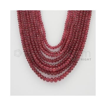 2.70 to 6.20 mm - 8 Lines - Ruby Smooth Beads - 18 to 22 inches (RSB1011)