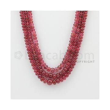 3.00 to 7.00 mm - 3 Lines - Ruby Smooth Beads - 16 to 18 inches (RSB1013)