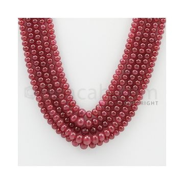 3.50 to 6.50 mm - 5 Lines - Ruby Smooth Beads - 20 to 22 inches (RSB1014)