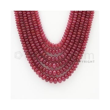 3.00 to 7.00 mm - 6 Lines - Ruby Smooth Beads - 18 to 22 inches (RSB1015)
