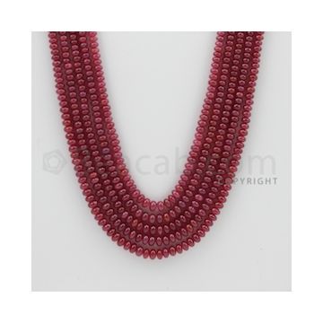2.50 to 4.00 mm - 5 Lines - Ruby Smooth Beads - 22 to 24 inches (RSB1016)