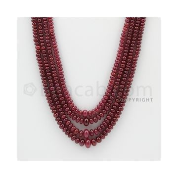 2.50 to 6.50 mm - 4 Lines - Ruby Smooth Beads - 20 to 22 inches (RSB1018)
