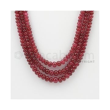 3.50 to 5.70 mm - 3 Lines - Ruby Smooth Beads - 17 to 19 inches (RSB1019)
