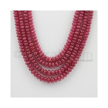 3.20 to 7.00 mm - 4 Lines - Ruby Smooth Beads - 14.50 to 17 inches (RSB1020)