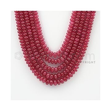 3.50 to 6.80 mm - 5 Lines - Ruby Smooth Beads - 14 to 17 inches (RSB1021)