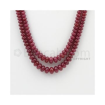3.20 to 8.70 mm - 2 Lines - Ruby Smooth Beads - 18 to 19 inches (RSB1025)