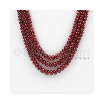 3.20 to 5.70 mm - 3 Lines - Ruby Smooth Beads - 18 to 20 inches (RSB1026)