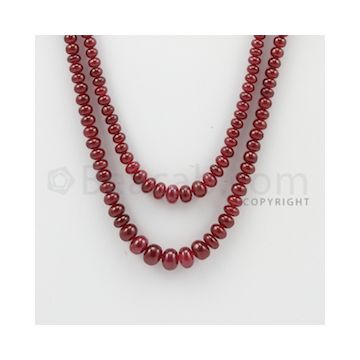 3.00 to 7.00 mm - 2 Lines - Ruby Smooth Beads - 14 to 16 inches (RSB1029)