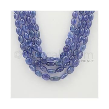 7.00 to 12.00 mm - 4 Lines - Tanzanite Tumbled Beads - 18 to 21 inches (TzTuB1003)