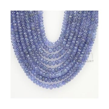 4.00 to 6.00 mm - 8 Lines - Tanzanite Faceted Beads - 19 to 22 inches (TzFB1002)