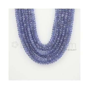 5.00 to 6.00  mm - 6 Lines - Tanzanite Faceted Beads - 18 to 22 inches (TzFB1004)
