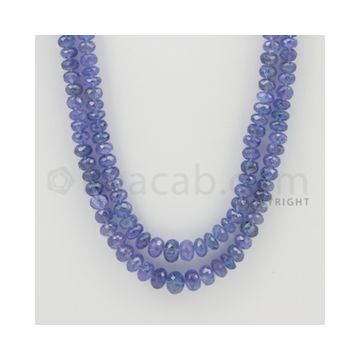 5.50 to 8.00 mm - 2 Lines - Tanzanite Faceted Beads - 21 to 22 inches (TzFB1006)