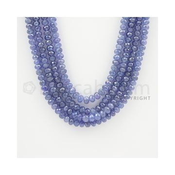 4.00 to 6.00 mm - 4 Lines - Tanzanite Faceted Beads - 20 to 22 inches (TzFB1008)