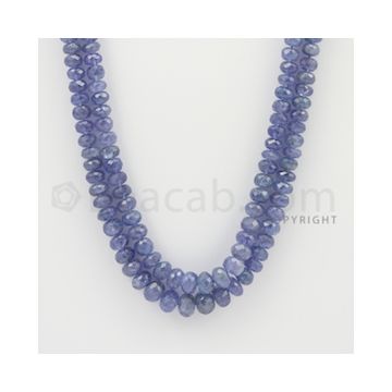 5.00 to 8.20 mm - 2 Lines - Tanzanite Faceted Beads - 20 to 21 inches (TzFB1009)